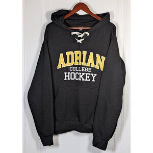 Adrian College Bulldogs Ice Hockey Size Large Lace Up Jersey Hoodie Sweatshirt